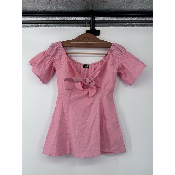 Vintage petals  shoulder   Top Tie Shoulder Size M Floral Sheer Y2K small Barbie - Picture 1 of 4